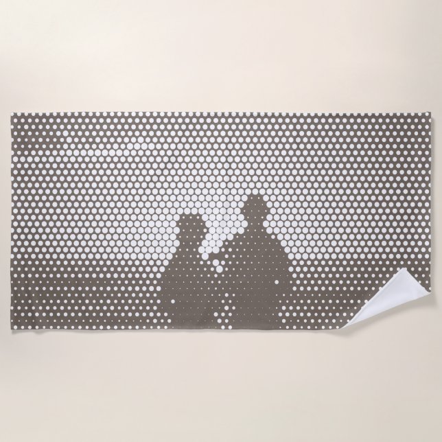 Toalla De Playa Tech Black&White Halftone Effect Pareja en la play (Anverso)