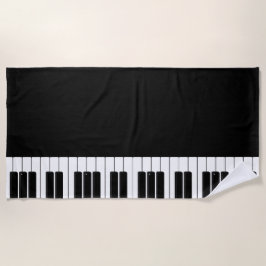 Toalla De Playa Teclado de piano negro y blanco