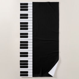 Toalla De Playa Teclado de piano negro y blanco