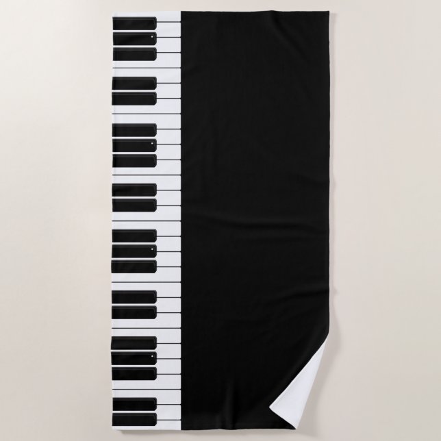 Toalla De Playa Teclado de piano negro y blanco (Anverso)