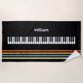 Toalla De Playa Teclado de piano vintage música personalizada