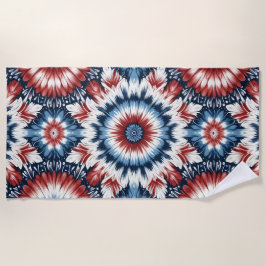 Toalla De Playa Tejido rojo, blanco y azul