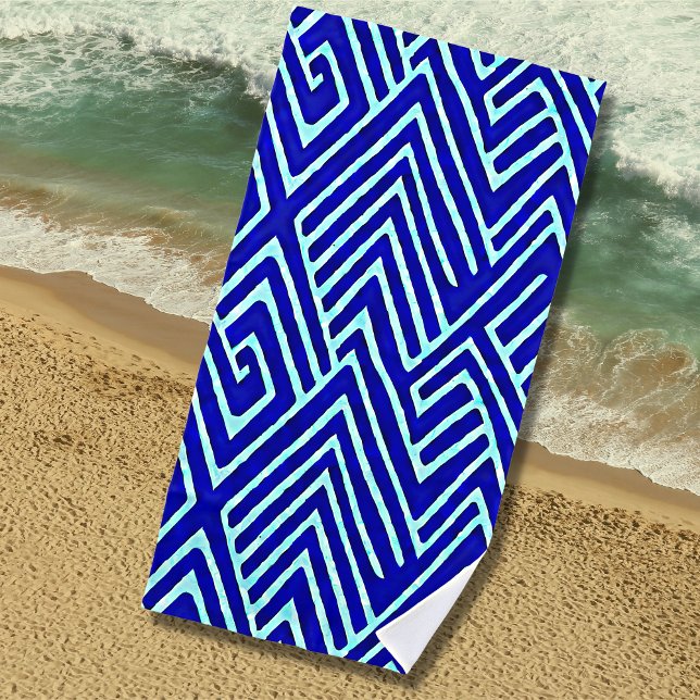 Toalla De Playa Tema De La Superficie Azul Resumen Geométrico (Subido por el creador)