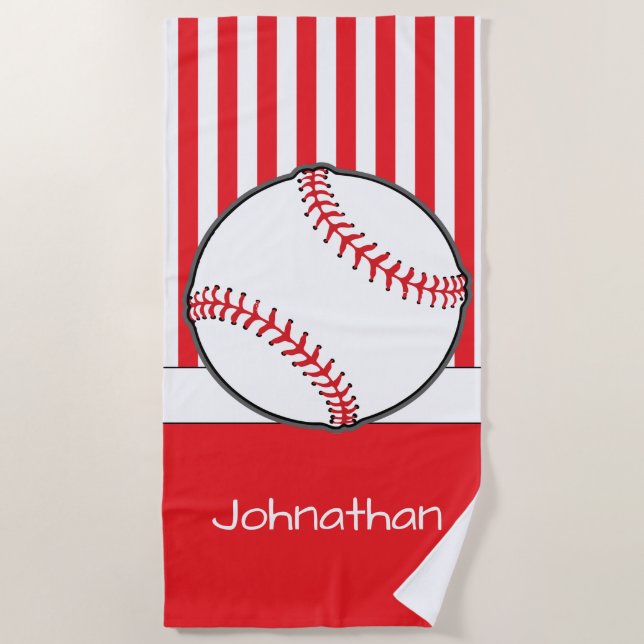 Toalla De Playa Tema el | del béisbol personalizado (Anverso)