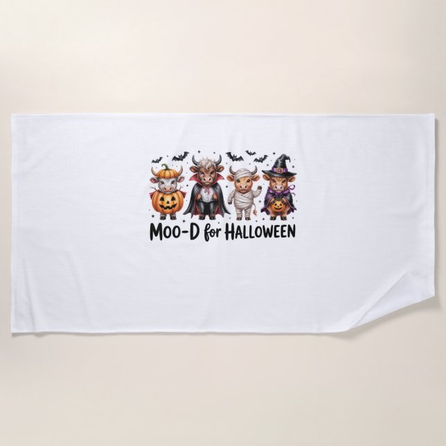 Toalla De Playa Temporada espeluznante de Highland Cow Halloween ( (Anverso)