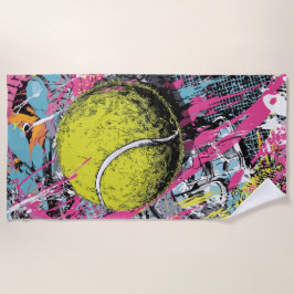Toalla De Playa Tennis Ball Pop Art Splash Illustration