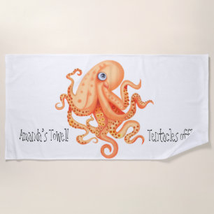 Toalla De Playa Tentáculos personalizados de un lindo pulpo naranj