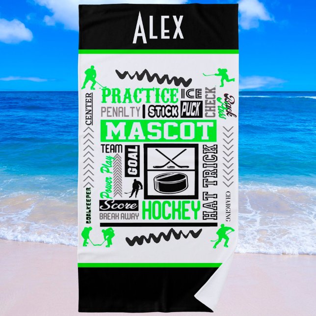 Toalla De Playa Terminología de hockey masculino personalizada Neo (Subido por el creador)