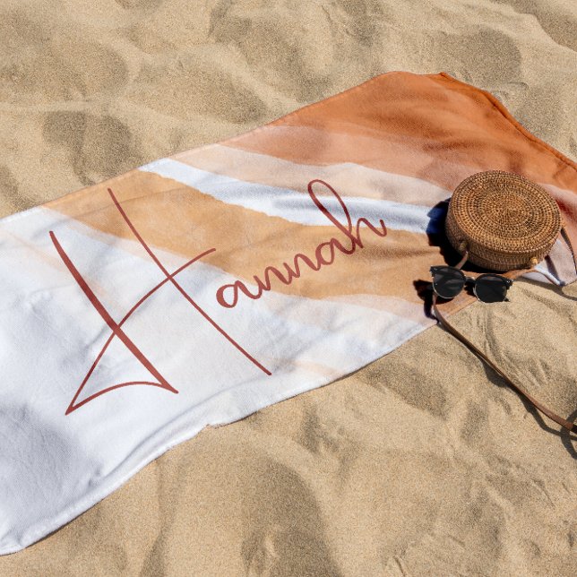 Toalla De Playa Terracota | Monograma de arena de Ombre Beach (Subido por el creador)