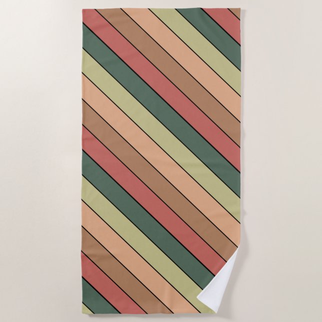 Toalla De Playa Terracota Verde Negro Marrón Sobre Papel Acuático (Anverso)