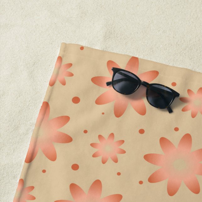 Toalla De Playa Terracotta naranja y arena beige delicada margarit (In situ)