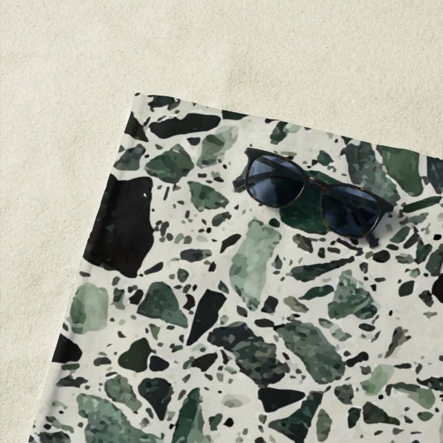 Toalla De Playa Terrazzo verde moderno (In situ)