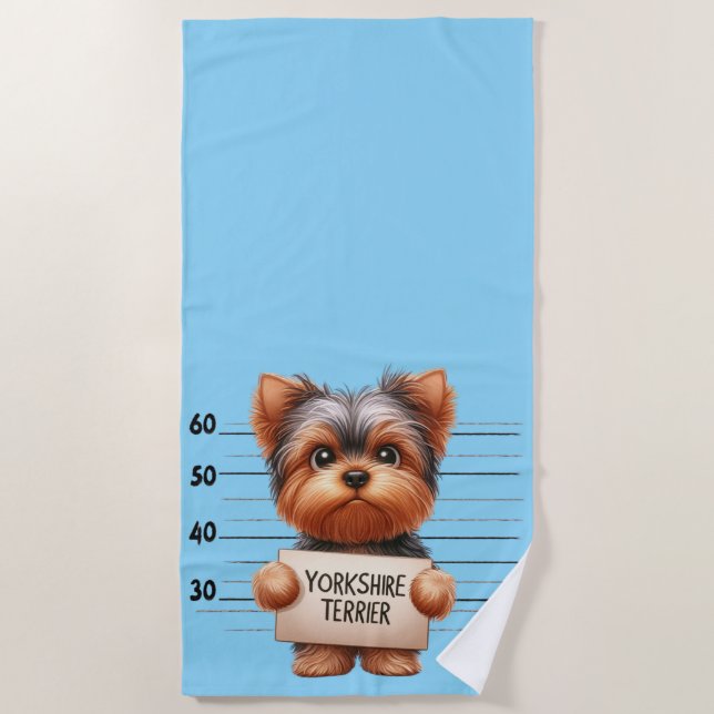 Toalla De Playa Terrier de Yorkshire travieso (Anverso)