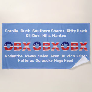Toalla De Playa Texto De Bandera De OBX Y Ciudades
