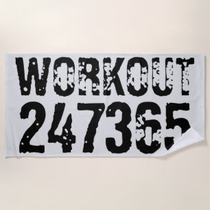 Toalla De Playa Texto desgastado y raspado Workout 247365 negro