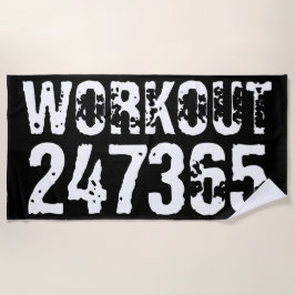 Toalla De Playa Texto grabado y desgastado Workout 247365 white