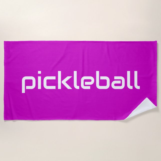 Toalla De Playa Texto Moderno De PICKLEBALL Blanco Sobre El Rosa M (Anverso)