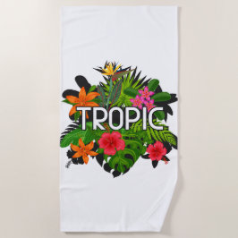 Toalla De Playa Texto moderno fresco Hibiscus verano tropical verd
