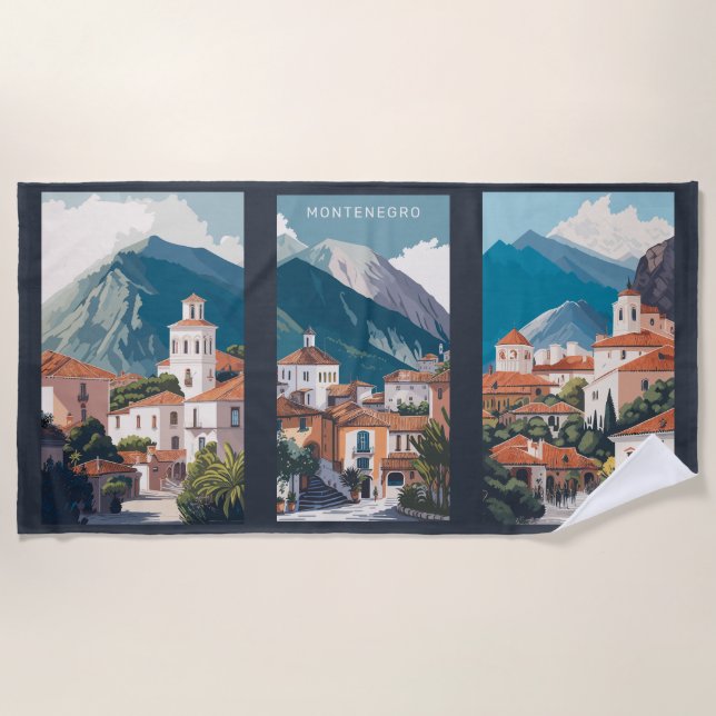 Toalla De Playa Texto personalizado Montenegro (Anverso)