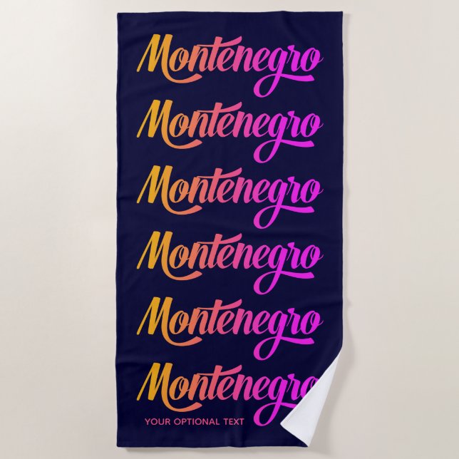 Toalla De Playa Texto personalizado Montenegro (Anverso)