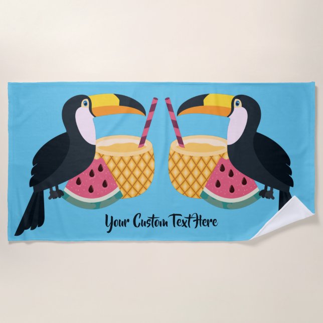 Toalla De Playa texto y color personalizado Ilustracion táctil (Anverso)