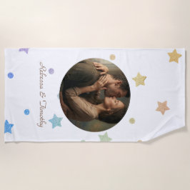 Toalla De Playa Texto y foto personalizados minimalistas