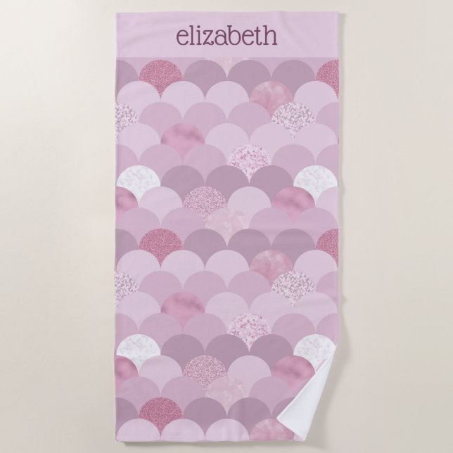 Toalla De Playa Textura de círculo púrpura rosa (Anverso)