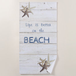 Toalla De Playa Textura De Madera Adorable, Starfish, Beach