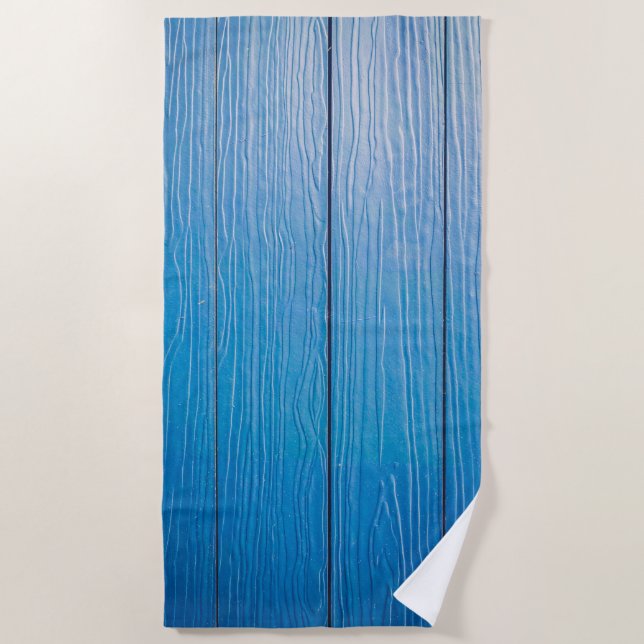 Toalla De Playa Textura de madera azul (Anverso)