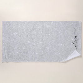 Toalla De Playa Textura Purpurina plateada Esparkling blanco brill