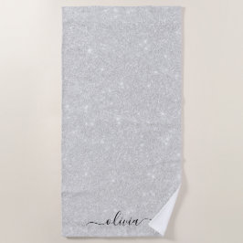 Toalla De Playa Textura Purpurina plateada Esparkling blanco brill