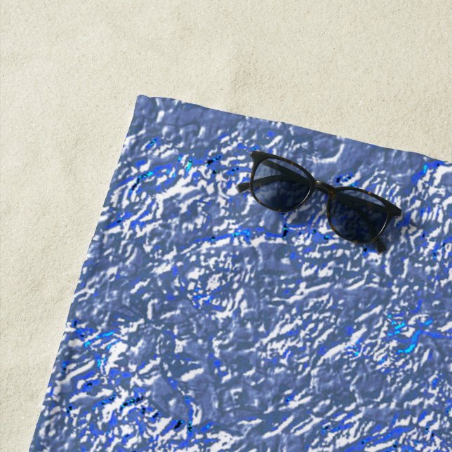 Toalla De Playa Textura Raya azul e efeito prateado (In situ)