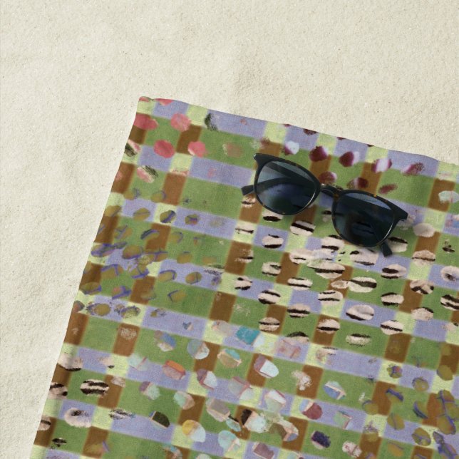 Toalla De Playa Textured Pointillism Grid Pattern Artwork (In situ)