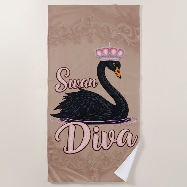 Toalla De Playa The black swan, queen of the water.  (Anverso)
