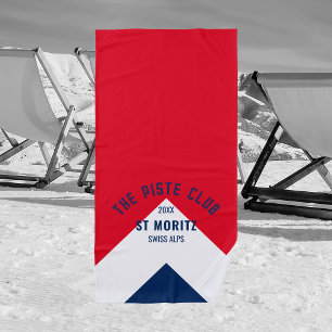 Toalla De Playa The Piste Club Rojo Navy Pico Personalizado Esquí