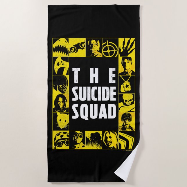 Toalla De Playa The Suicide Squad | Yellow & Black Icon Blocks (Anverso)
