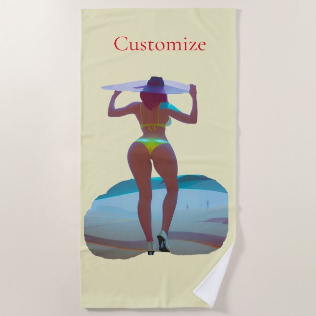 Toalla De Playa Thunder_Cove, Chica de playa de booty en bikini (Anverso)