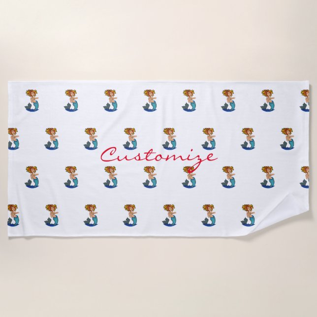 Toalla De Playa Thunder_Cove de Sirenita de cabeza roja (Anverso)