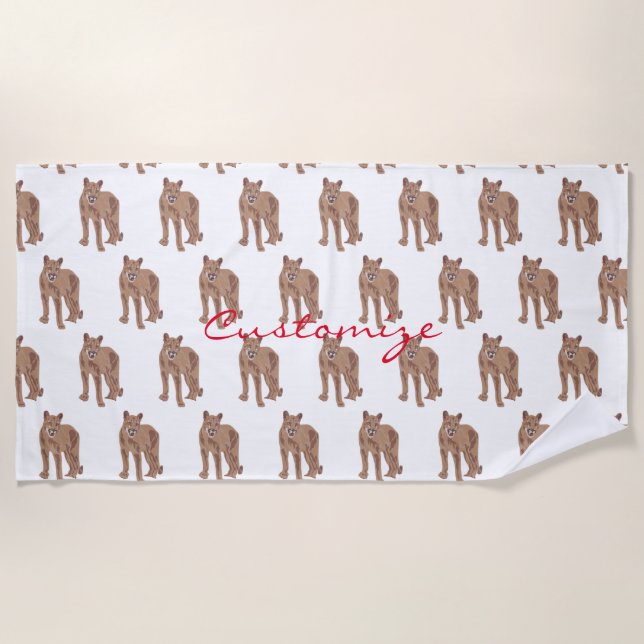 Toalla De Playa Thunder_Cove del león de la montaña Puma Cougar (Anverso)