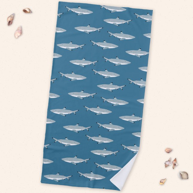 Toalla De Playa Tiburón divertido (Fun Black Tipped Reef Shark pattern beach towel)