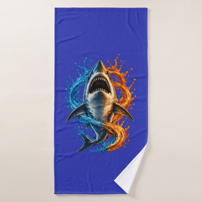 Toalla de Playa Tiburón Feroz – Océano Azul y Nara (Toalla de baño)