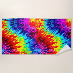 TOALLA DE PLAYA TIE-DYE DE DISEÑO DINÁMICO COLORIDO