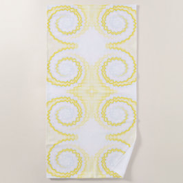 Toalla De Playa Tie dye swirrrl funky retro groovni amarillo blanc