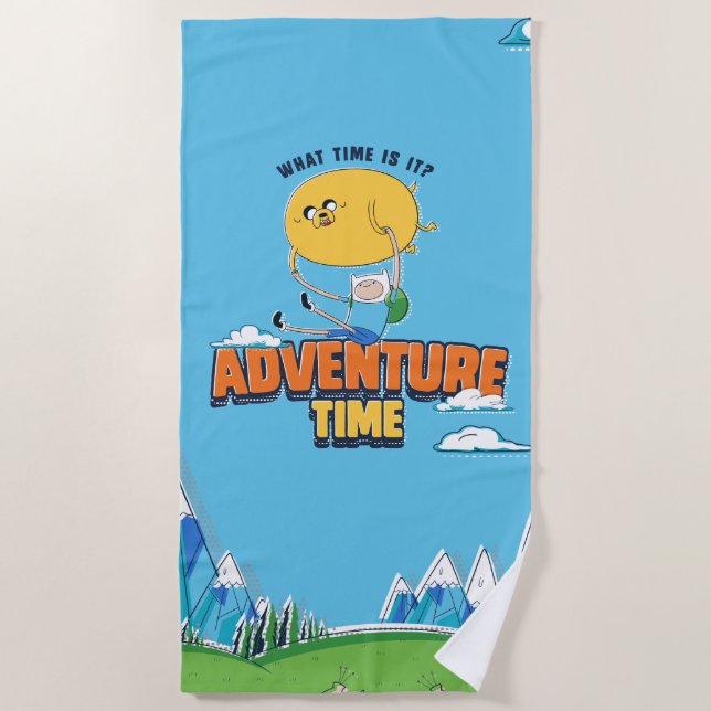 Toalla De Playa Tiempo de aventura | Jake Flotando Con Finn (Anverso)