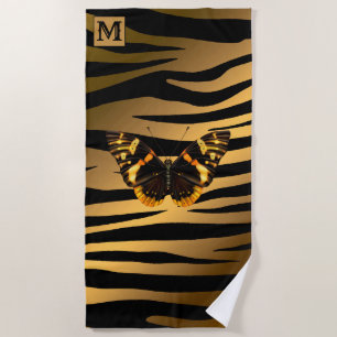 Toalla De Playa Tiempo de verano de lujo Monogramado Tiger Gold
