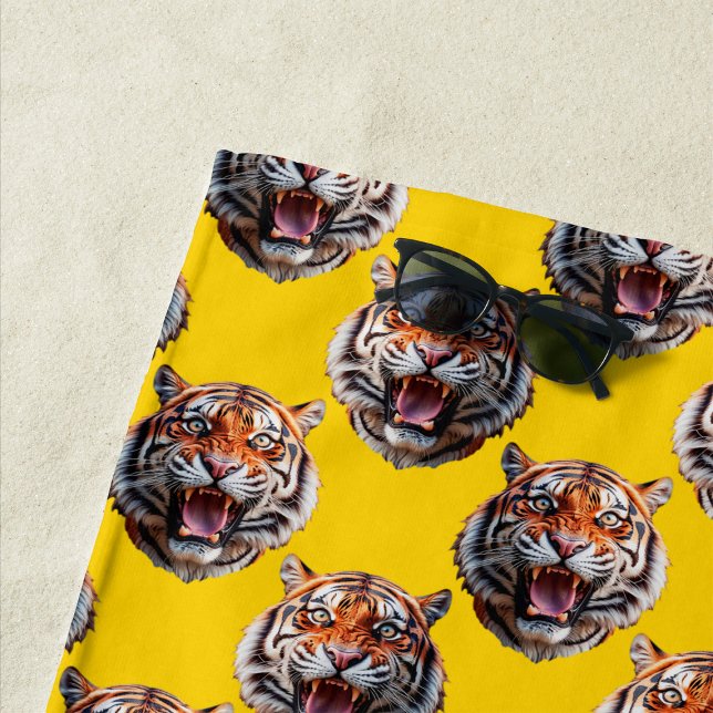 Toalla De Playa Tiger Head Pattern Design Yellow  (Subido por el creador)