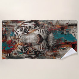 Toalla De Playa Tiger Urban Street Art Portrait