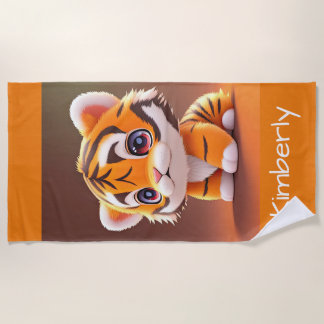 Toalla De Playa Tigre de bebé Adorable Personalizado