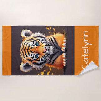 Toalla De Playa Tigre de bebé personalizado