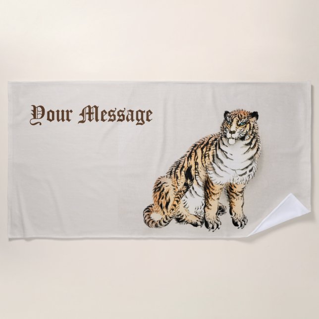 Toalla De Playa Tigre personalizado por el Ilustracion japonés Kōn (Anverso)